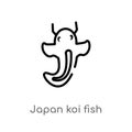 outline japan koi fish vector icon. isolated black simple line element illustration from animals concept. editable vector stroke