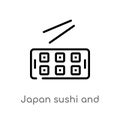 outline japan sushi and chopsticks vector icon. isolated black simple line element illustration from food concept. editable vector