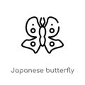 outline japanese butterfly vector icon. isolated black simple line element illustration from animals concept. editable vector