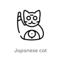 outline japanese cat vector icon. isolated black simple line element illustration from other concept. editable vector stroke