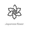 outline japanese flower vector icon. isolated black simple line element illustration from nature concept. editable vector stroke