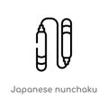 outline japanese nunchaku vector icon. isolated black simple line element illustration from weapons concept. editable vector