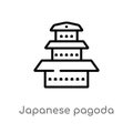 outline japanese pagoda vector icon. isolated black simple line element illustration from buildings concept. editable vector