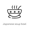 outline japanese soup bowl vector icon. isolated black simple line element illustration from food concept. editable vector stroke Royalty Free Stock Photo