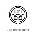 outline japanese sushi vector icon. isolated black simple line element illustration from food concept. editable vector stroke Royalty Free Stock Photo