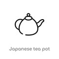 outline japanese tea pot vector icon. isolated black simple line element illustration from food concept. editable vector stroke Royalty Free Stock Photo