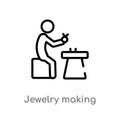 outline jewelry making vector icon. isolated black simple line element illustration from activity and hobbies concept. editable