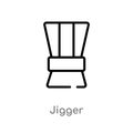 outline jigger vector icon. isolated black simple line element illustration from drinks concept. editable vector stroke jigger Royalty Free Stock Photo