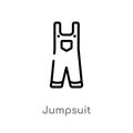 outline jumpsuit vector icon. isolated black simple line element illustration from clothes concept. editable vector stroke