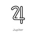 outline jupiter vector icon. isolated black simple line element illustration from zodiac concept. editable vector stroke jupiter