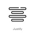 outline justify vector icon. isolated black simple line element illustration from user interface concept. editable vector stroke