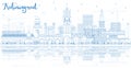 Outline Kaliningrad Russia City Skyline with Blue Buildings and