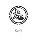 outline kanji vector icon. isolated black simple line element illustration from signs concept. editable vector stroke kanji icon Royalty Free Stock Photo