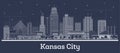 Outline Kansas City Missouri city skyline with white buildings. Business travel and tourism concept with historic architecture.
