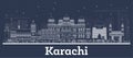 Outline Karachi Pakistan City Skyline with White Buildings