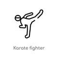 outline karate fighter vector icon. isolated black simple line element illustration from sports concept. editable vector stroke Royalty Free Stock Photo