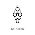 outline kathakali vector icon. isolated black simple line element illustration from india concept. editable vector stroke