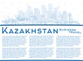 Outline Kazakhstan City Skyline with Blue Buildings and Copy Space. Vector Illustration. Concept with Modern Architecture Royalty Free Stock Photo