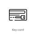 outline key card vector icon. isolated black simple line element illustration from hotel concept. editable vector stroke key card Royalty Free Stock Photo