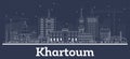 Outline Khartoum Sudan City Skyline with White Buildings Royalty Free Stock Photo