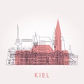 Outline Kiel skyline with landmarks.