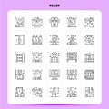 OutLine 25 Killer Icon set. Vector Line Style Design Black Icons Set. Linear pictogram pack. Web and Mobile Business ideas design Royalty Free Stock Photo