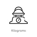 outline kilograms vector icon. isolated black simple line element illustration from other concept. editable vector stroke