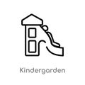 outline kindergarden vector icon. isolated black simple line element illustration from kid and baby concept. editable vector