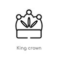 outline king crown vector icon. isolated black simple line element illustration from party concept. editable vector stroke king