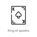 outline king of spades vector icon. isolated black simple line element illustration from gaming concept. editable vector stroke