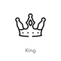 outline king vector icon. isolated black simple line element illustration from luxury concept. editable vector stroke king icon on