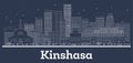 Outline Kinshasa Congo City Skyline with White Buildings