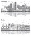 Outline Kinshasa Congo and Dhaka Bangladesh City Skyline Set