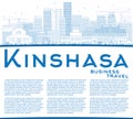 Outline Kinshasa Skyline with Blue Buildings and Copy Space.