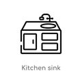 outline kitchen sink vector icon. isolated black simple line element illustration from furniture concept. editable vector stroke Royalty Free Stock Photo