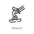 outline kitesurf vector icon. isolated black simple line element illustration from signs concept. editable vector stroke kitesurf