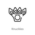 outline knuckles vector icon. isolated black simple line element illustration from asian concept. editable vector stroke knuckles Royalty Free Stock Photo