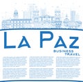 Outline La Paz Bolivia City Skyline with Blue Buildings and Copy Space