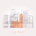 Outline La Paz skyline with landmarks.