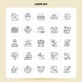 OutLine 25 Labor Day Icon set. Vector Line Style Design Black Icons Set. Linear pictogram pack. Web and Mobile Business ideas Royalty Free Stock Photo