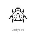 outline ladybird vector icon. isolated black simple line element illustration from animals concept. editable vector stroke Royalty Free Stock Photo