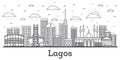Outline Lagos Nigeria City Skyline with Modern Buildings Isolated on White