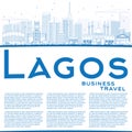 Outline Lagos Skyline with Blue Buildings and Copy Space.