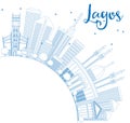 Outline Lagos Skyline with Blue Buildings and Copy Space.