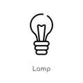 outline lamp vector icon. isolated black simple line element illustration from camping concept. editable vector stroke lamp icon