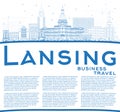 Outline Lansing Michigan City Skyline with Blue Buildings and Copy Space Royalty Free Stock Photo