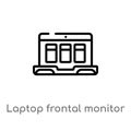 outline laptop frontal monitor vector icon. isolated black simple line element illustration from technology concept. editable Royalty Free Stock Photo