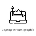 outline laptop stream graphic vector icon. isolated black simple line element illustration from computer concept. editable vector