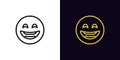 Outline laugh emoji icon, with editable stroke. Laughing emoticon sign, humor face pictogram. Funny joke