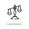 outline law balance vector icon. isolated black simple line element illustration from law and justice concept. editable vector Royalty Free Stock Photo